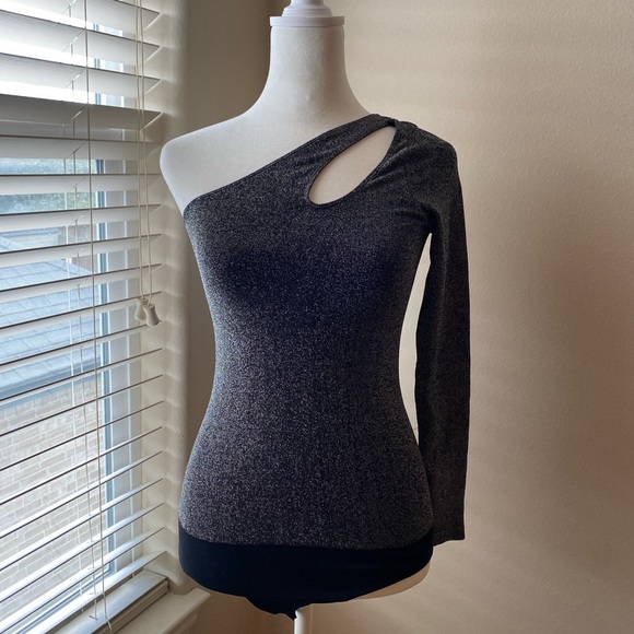 Tops - NWT Bebe Asymmetrical One Shoulder Bodysuit Size S